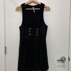 Free People 100% suede leather black mini dress